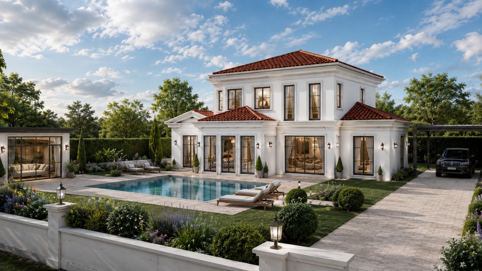 Villa havuz cephesi pencere detayı